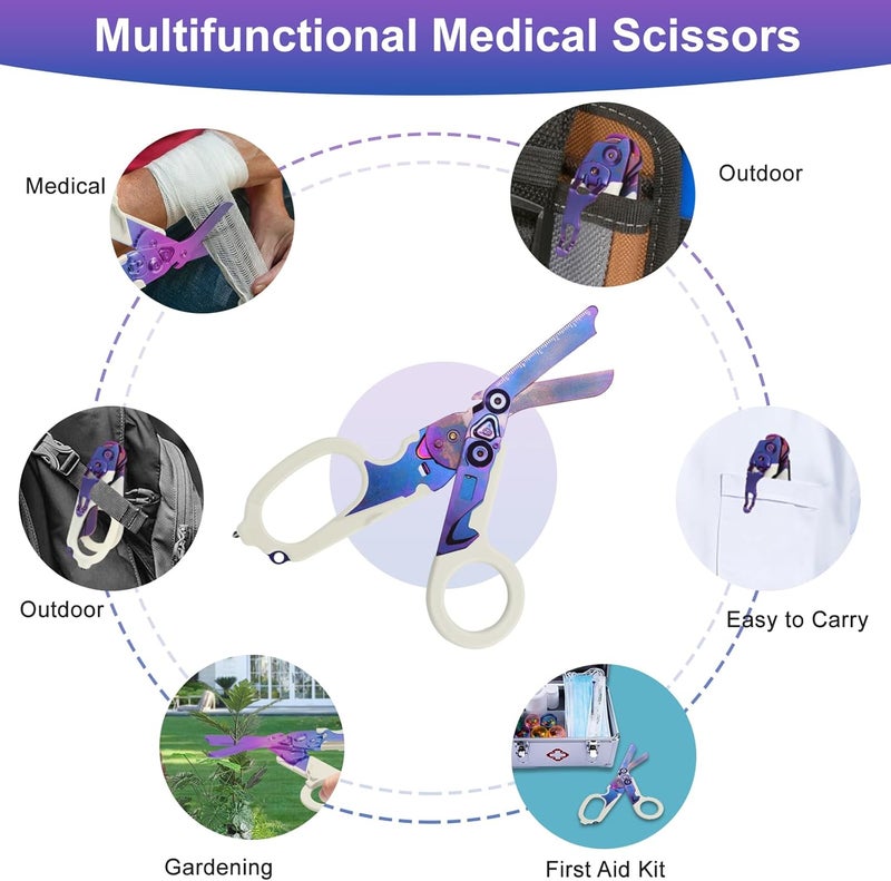 Lemasa 6 in 1 trauma shears, folding emergency shear, Outdoor Camping Tools, Seat Belt Cutter, Oxygen Cylinder Wrench, Complimentary Adjustable Wrench (Luminous Purple) - Image 5